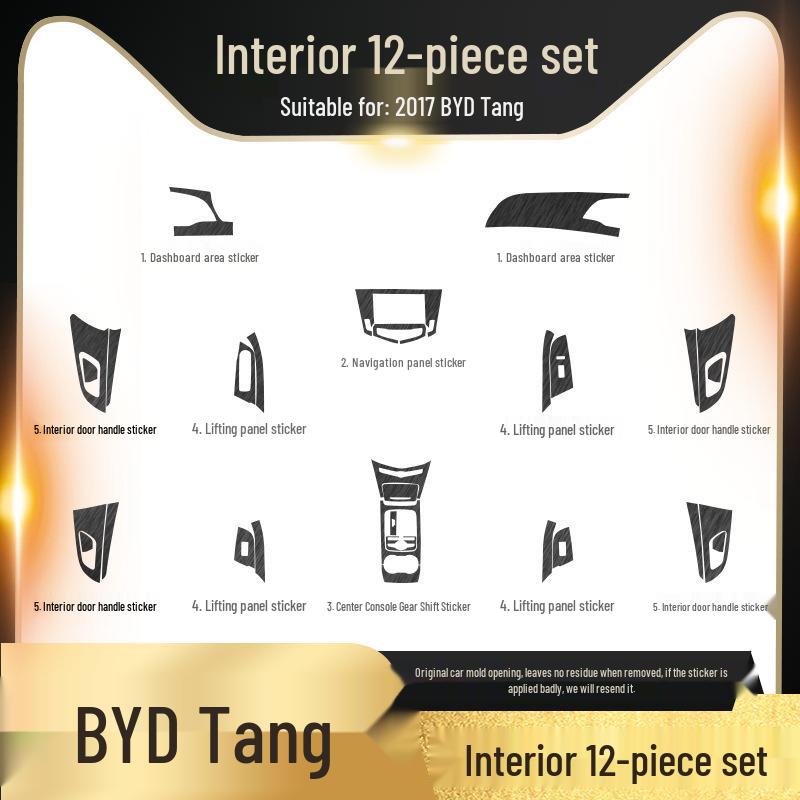 Black Warrior Gebürsteter Autoaufkleber für 17-21 BYD Tang Innenraum Mittelkonsolen Dekoration