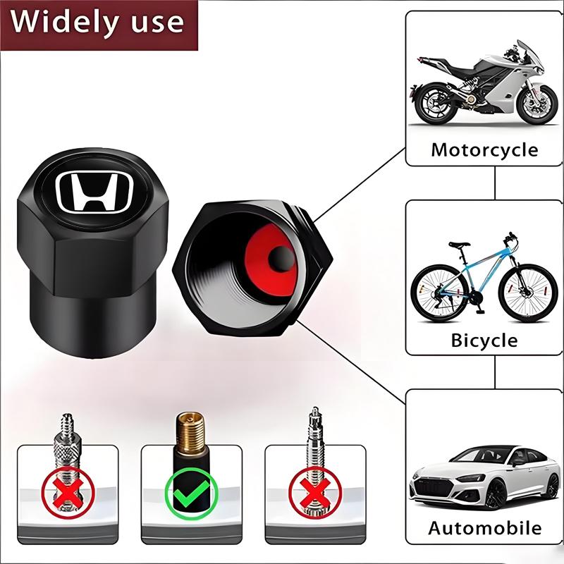 4Pcs Metal Car Wheel Tire Valve Caps Air Stem Covers For Honda Civic FIT Accord Prelude CRV 5th City CRZ CRX Jazz HRV Insight