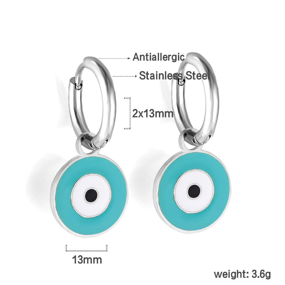 Accessories Eye Earrings Trendy Creative Geometric Mixed Color Eye Ear Buckles Stainless Steel Earrings Earrings Women's