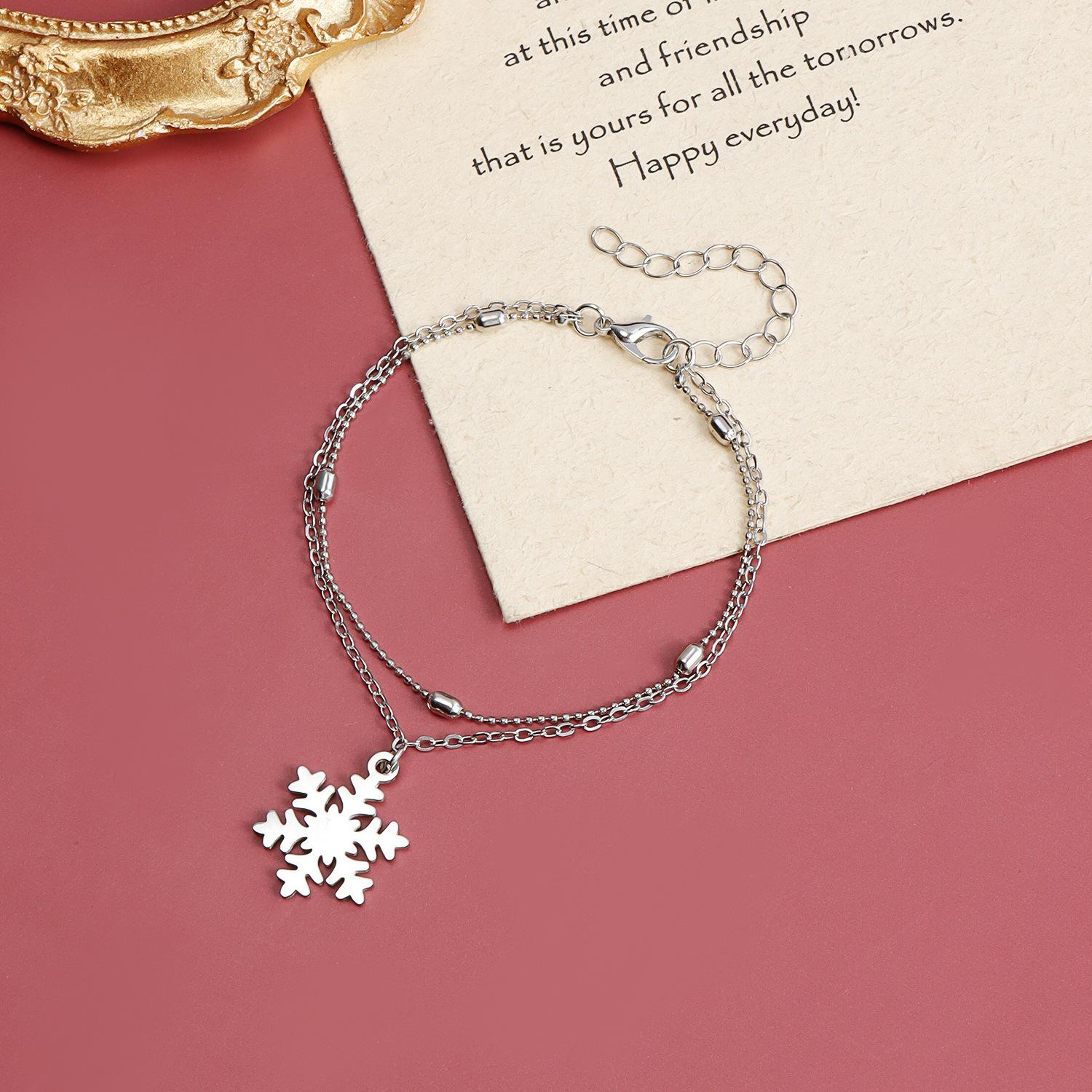 

Christmas Jewelry Winter New Year Snowflake Geometric Simple Double Bracelet