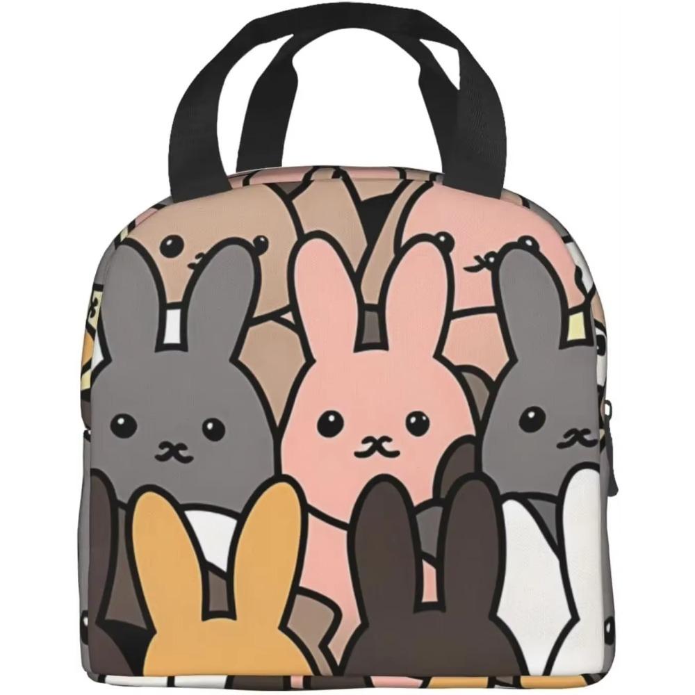 Desene animate la modă Chronst Un grup de iepuri Genți de prânz, Cutie de prânz reutilizabilă cu animale pentru femei bărbați Geantă de prânz pentru facultate muncă