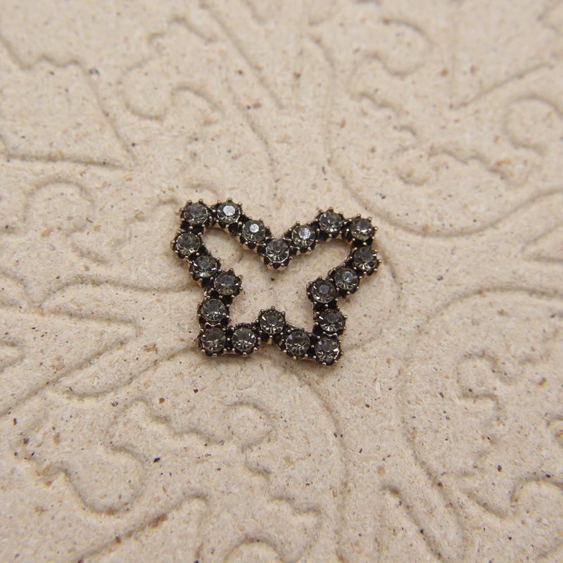 Antique Bronze Rhinestone Mickey & Butterfly Hair Clips