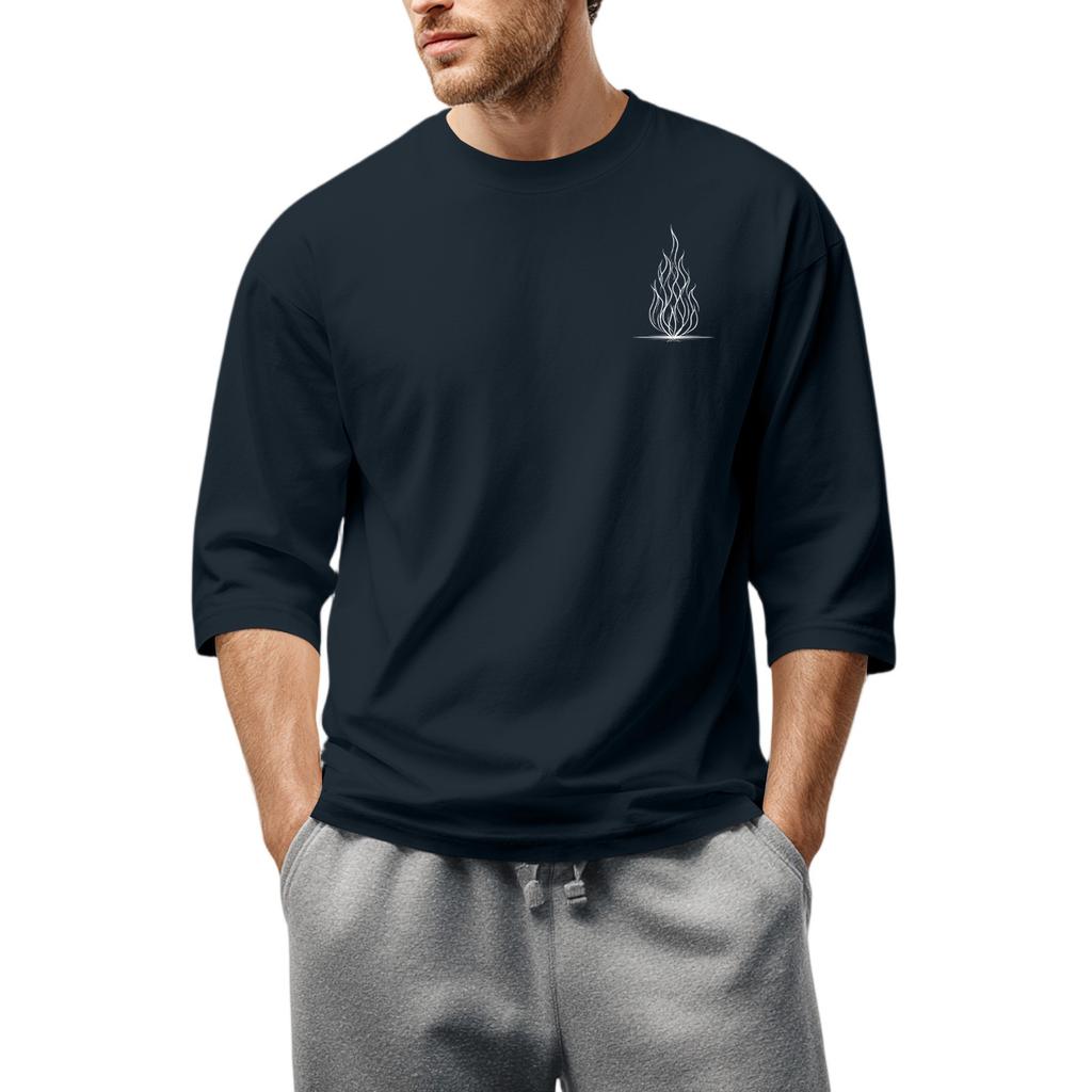 Men'S Round Neck Three-Quarters Sleeve Top Casual Fashion T-Shirt