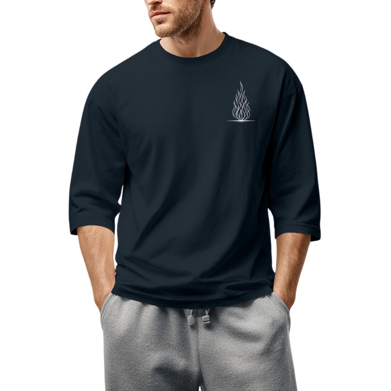Niubiplus Heren Ronde Hals Driekwart Mouw Top Casual Mode T-shirt XXXL Vloot