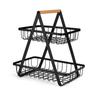 2 Tier Fruit Basket Bowl for Kitchen Counter,Bread Vegetable Fruit Basket Bowl Stand,Detachable Metal Basket Storage