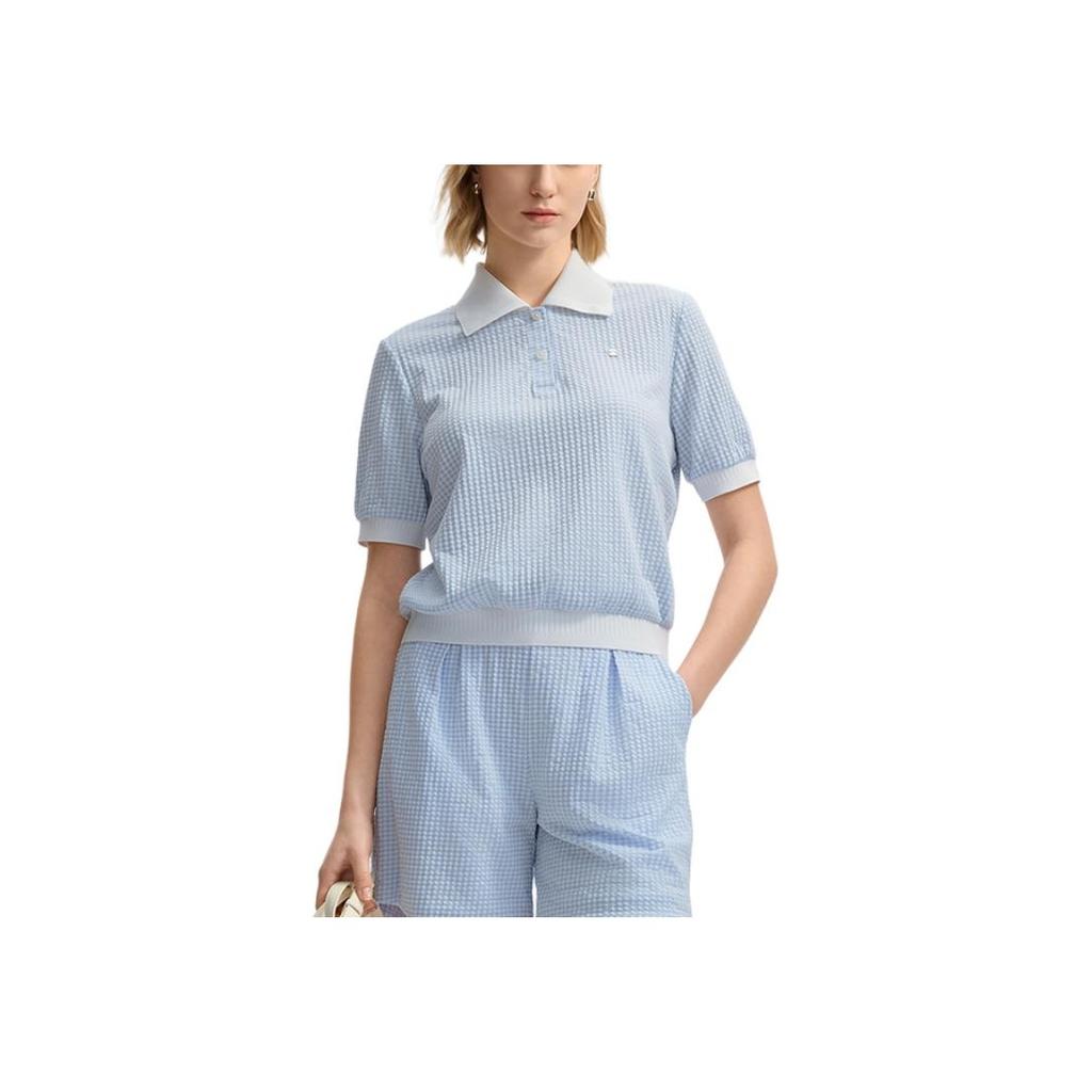 New FILA WHITE Polo Shirt Women's Ice Heart Blue F11W523111F-LB