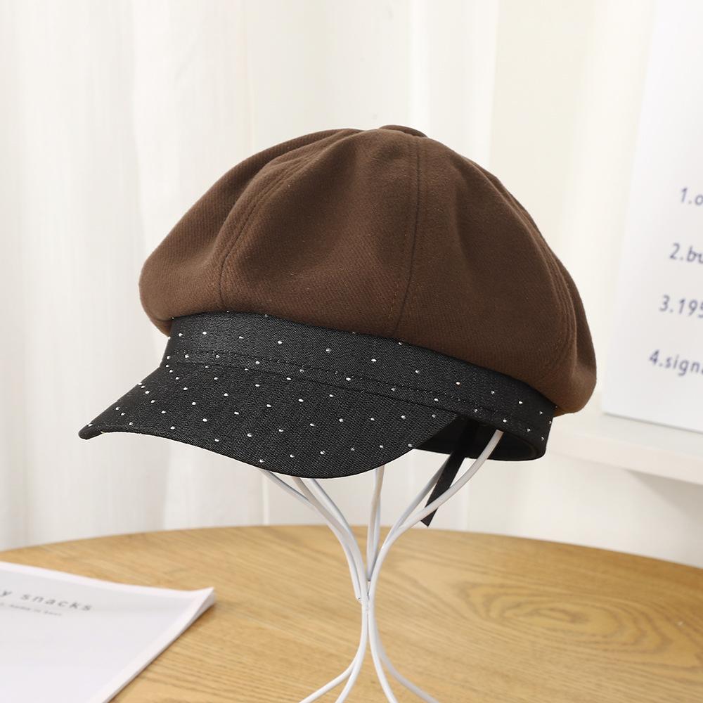 

Винтажный бежевый женский берет, восьмиугольная кепка, плоские поля для защиты от солнца, идеально подходит для осени и зимы, для поездок на работу и на каждый день one size темно-коричневого