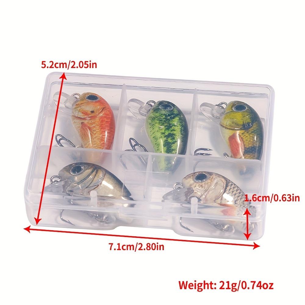2 g/1,5 g, 5-teiliges Premium-Mini-Crankbaits-Set, künstliche Topwater-Wobbler zum Hecht- und Bassangeln – 2,8 cm/1,1 Zoll