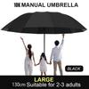 130CM Large Folding Umbrella Heavy-Duty Reinforced Compact Travel Windproof Unisex Solid Color Umbrella for Business Home Use