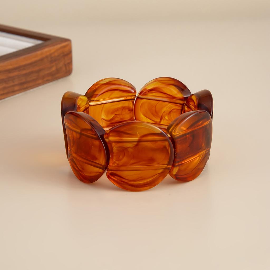 Exaggerated Wind Smudged Resin Circular Arc Splicing Bracelet, Fashionable Geometric Acrylic Bracelet For Women