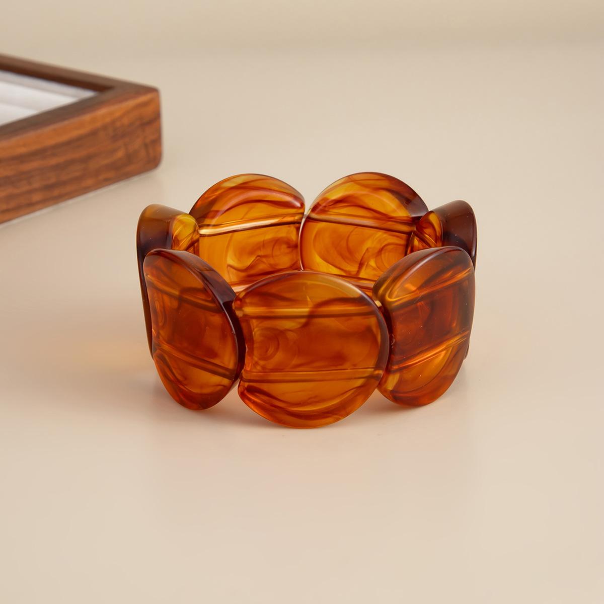 

Exaggerated Wind Smudged Resin Circular Arc Splicing Bracelet, Fashionable Geometric Acrylic Bracelet For Women