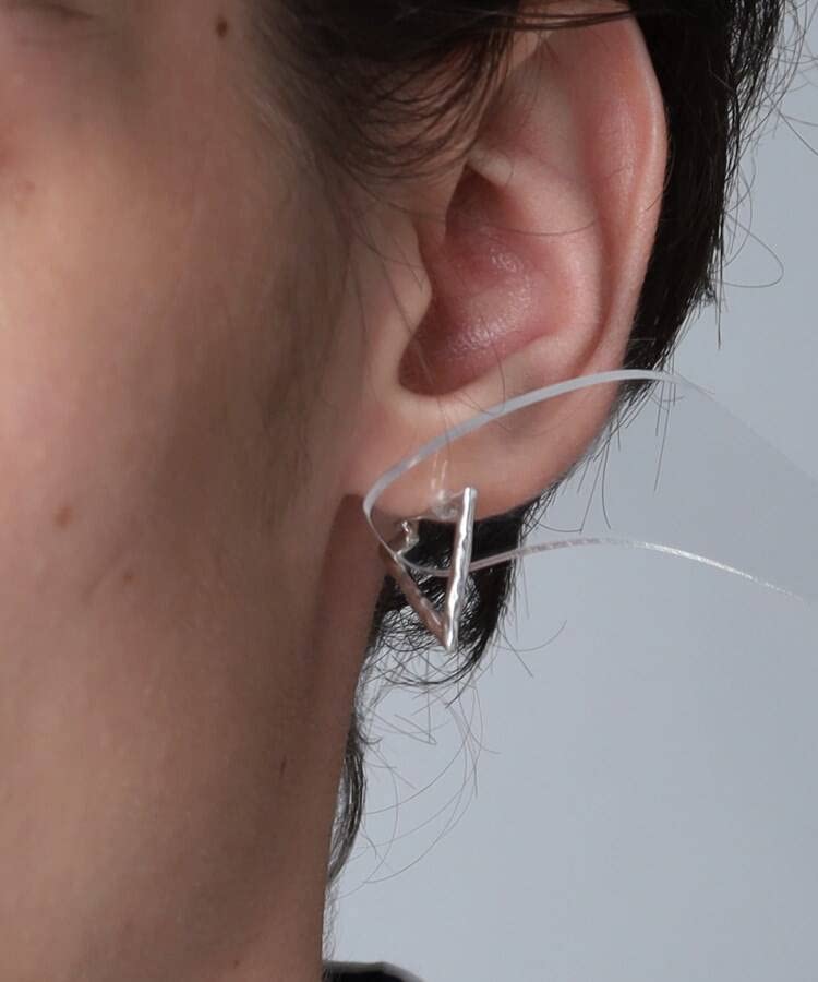 Takeo Kikuchi Triangle Hoop Silver Earrings In Silver 00 Men's (Made Japan) G8701305, (006) (Free)