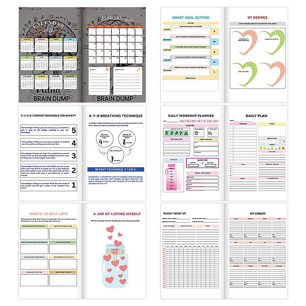 7 I 1 Ultimat Planlegger for Mental Helse – Veiledet Journal for Selvpleie, Sporing, Stresslindring og Emosjonell Velvære