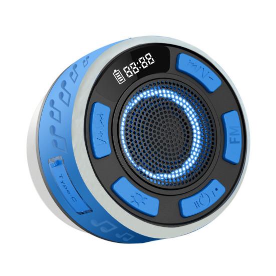 IPX7 Waterproof Shower Speaker with RGB Light LED Display Detachable Suction Cup Stereo Sound Bathroom Bluetooth-compatible Wireless Speaker