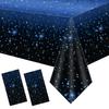 2-Piece Space Tablecloth, Space Star Theme Party Supplies, Rectangular Table Cover, Starry Night Tablecloth, Waterproof Plastic Galaxy Table Cover for