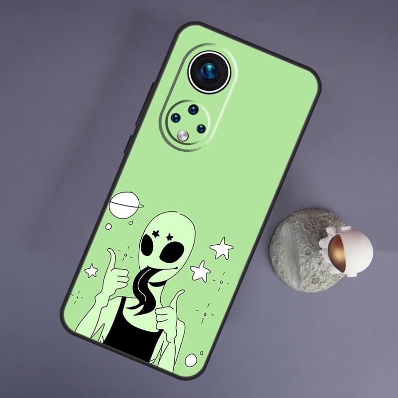 Aesthetics Cute Cartoon Alien For Huawei Honor Magic 5 Lite 70 50 X8 X9 a P20 P30 P40 P50 P60 Pro P Smart Nova 9 5T Case