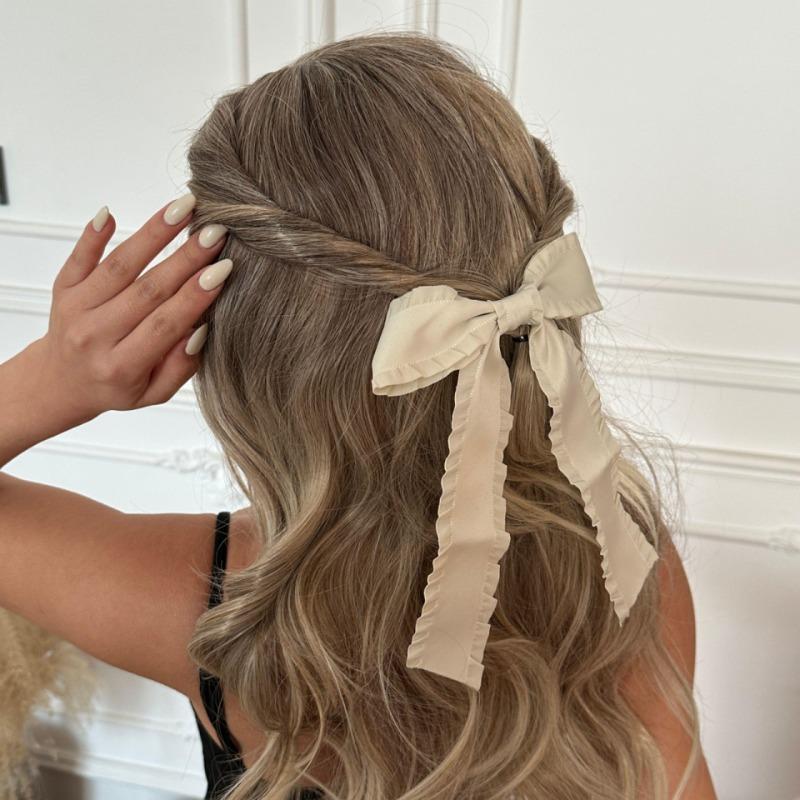 Big Bow Streamer Hairpin Jewelry Female Exaggerated Fashion Temperament Lace Ruffled Hair Accessories