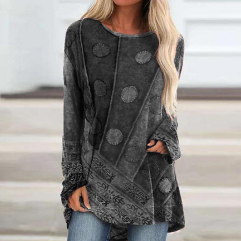 JPNTKY Women's Fashion Casual O-Neck Long Sleeve Blouses & Shirts