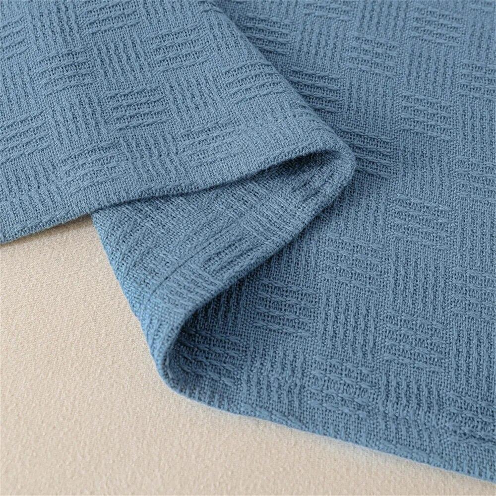 Soft Cozy 100% Cotton Throw Blanket Wide 100cm/150cm/180cm/200cm Plain Knitted Sofa Bed Cover Bedspreads Home Decor Thin Blanket