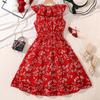 Girls' Fashion Dress Summer Children's Print Sleeveless Waisted Princess Dress