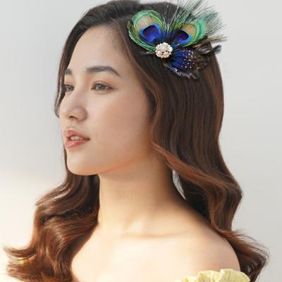 Peacock Faux Feather Hair Clip Women Hairpin Headpiece Carnival Fancy Dress Hair Pin Hair Accessories