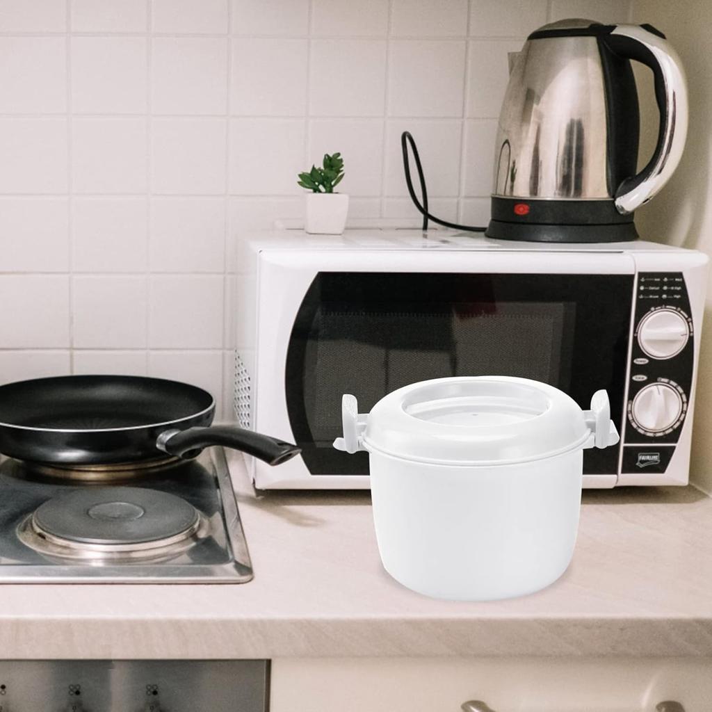 Hemoton Microwave Rice Cooker Rice :2pcs Round Microwave Food Container Microwaveable Rice Pasta Cooker Microwave Rice for Rice Chicken Pasta