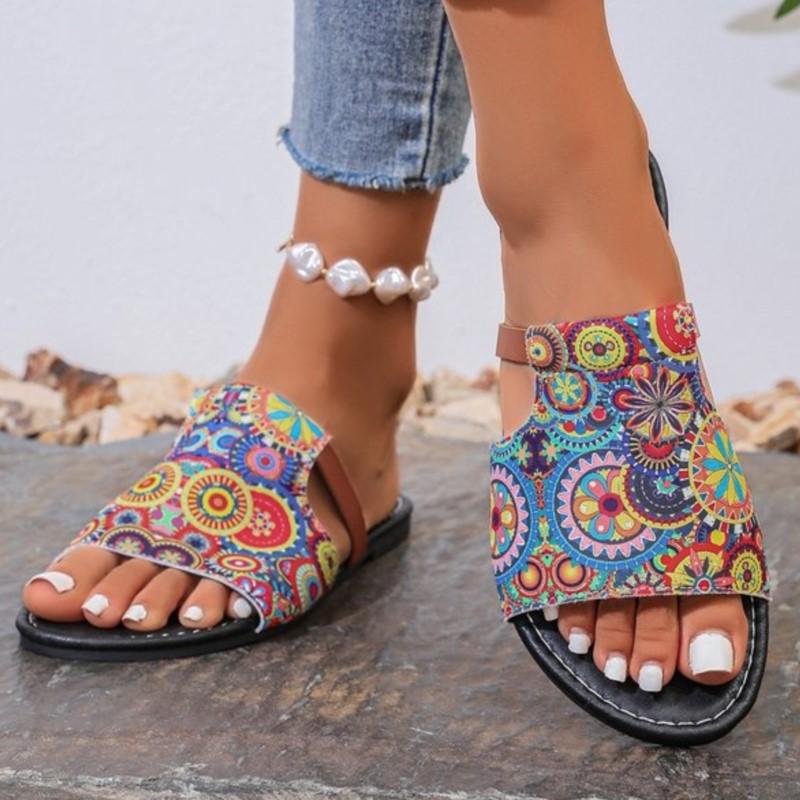 Fashion 2024 EVA Flower Printed Slipper Womens Multicolor Bottom Shoes Summer Anti-slip Slippers Flat Flip Flops Zapatos Para Mujeres