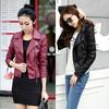 Women Spring Autumn Faux Leather Jacket Short Paragraph Slim Fit Coat Outwear