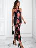 One-Shoulder Summer Bodycon Dress with High Slit Print