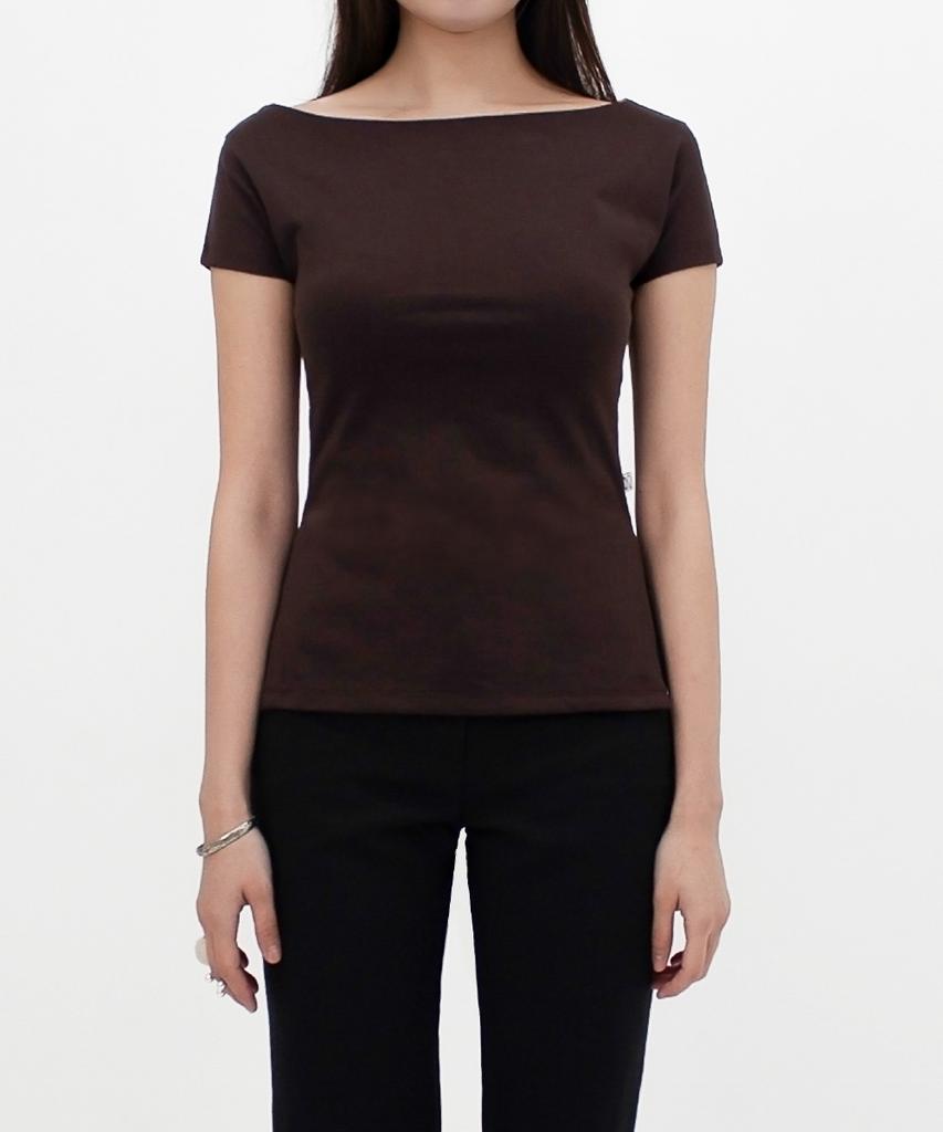OCAK Melek_Okak Boat Neck Slim Top (Dark Brown)