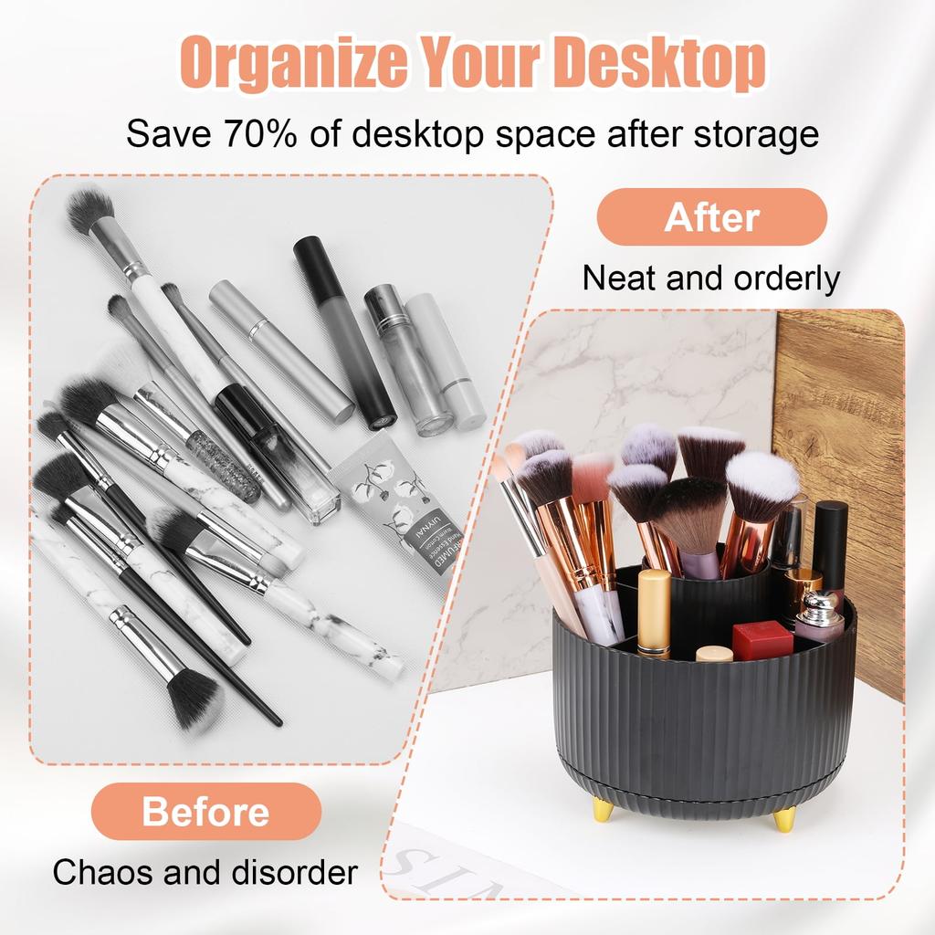 Kosmetik-Organizer mit 360°-Drehung – Make-up-Pinselhalter mit 5 Fächern für elegante Aufbewahrung