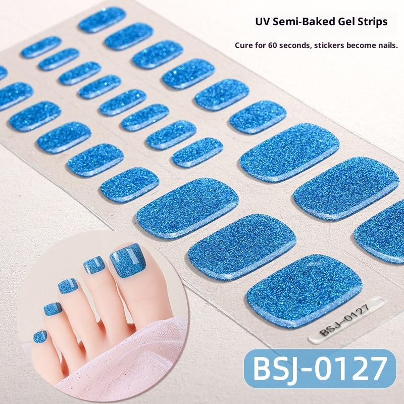 

Однотонные гелевые наклейки для ногтей с блестками, Полуотвержденные гелевые наклейки для ногтей на ногах, Однотонные гелевые УФ-наклейки для ногтей BSJ-0127