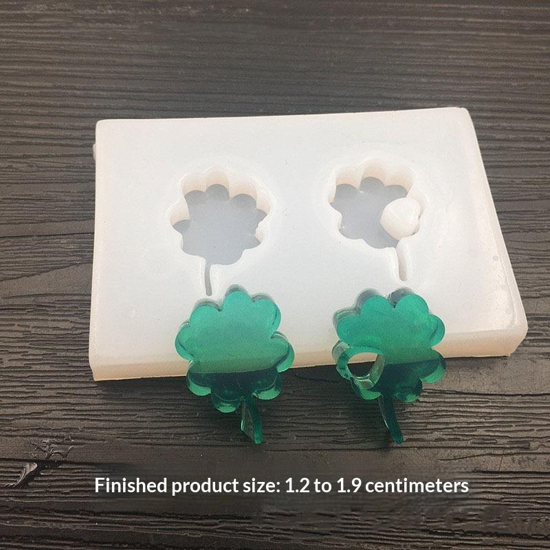 1Pcs Diy Homemade Earring Pendant Keychain Silicone Mold Four-Leaf Clover Resin Casting Mold Silicone Mold Accessories