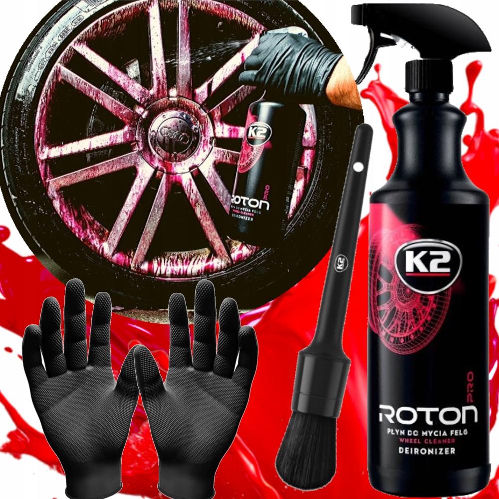K2 Roton Pro Krwawi Deironizer Tekutina + Štětec Na Mytí Čištění Ráfků 1L