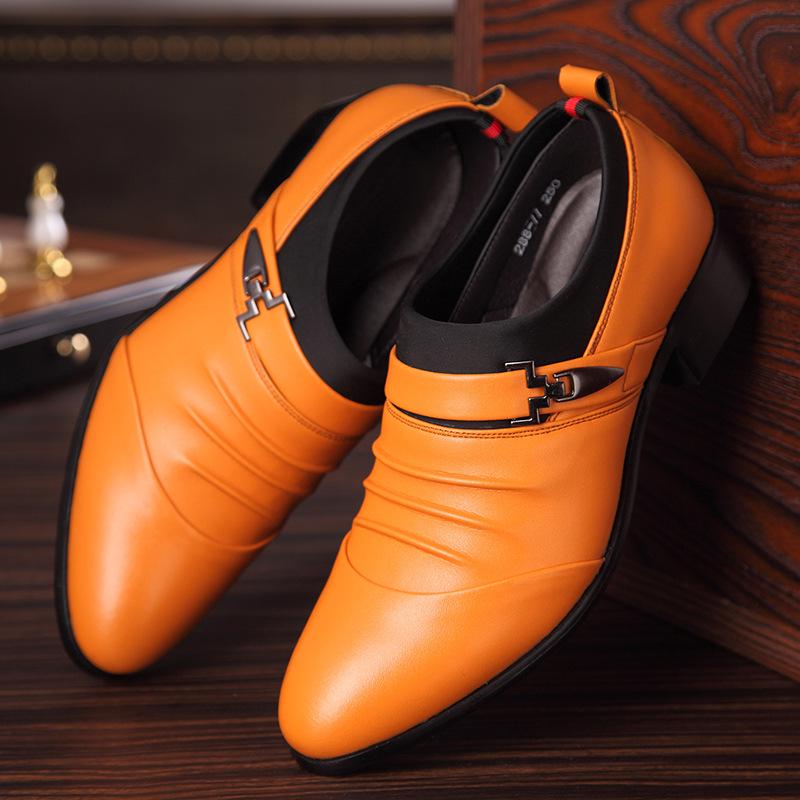 Men Casual Leather Shoes with High Tide Men Shoes Business Formal Casual Shoes British Pointed Toe Shoes