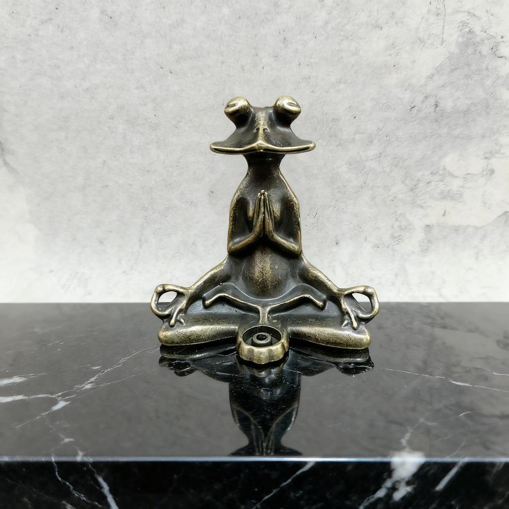 Retro Zen Frog Incense Burner - Electroplated Creative Holder Ornament