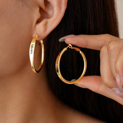 Smooth Round Letter Silver Needle Earrings Simple Niche Earrings