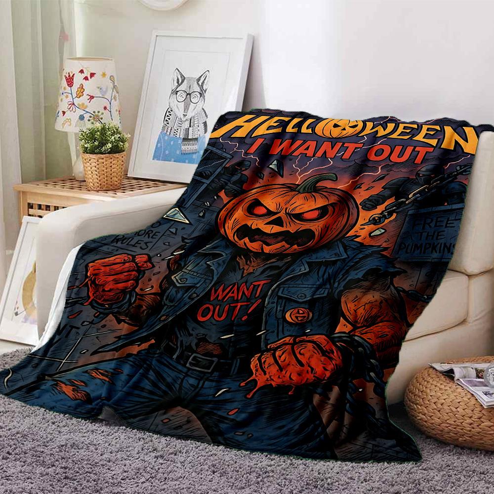 

1pc Pumpkin Head Want Out Throw Blanket - Soft Flannel, Cozy All-Season Polyester Perfect for Home, Office, Bedroom 1093 80cmx120cm(31inx47in)