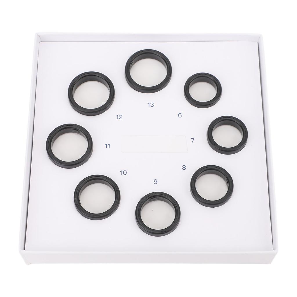 8 szt. Inteligentny Zestaw do Mierzenia Rozmiaru Pierścionka Rozmiary od 6 do 13 Plastikowy Model Pierścionka Zdrowotnego do Wyboru Najbardziej Odpowiedniego Rozmiaru