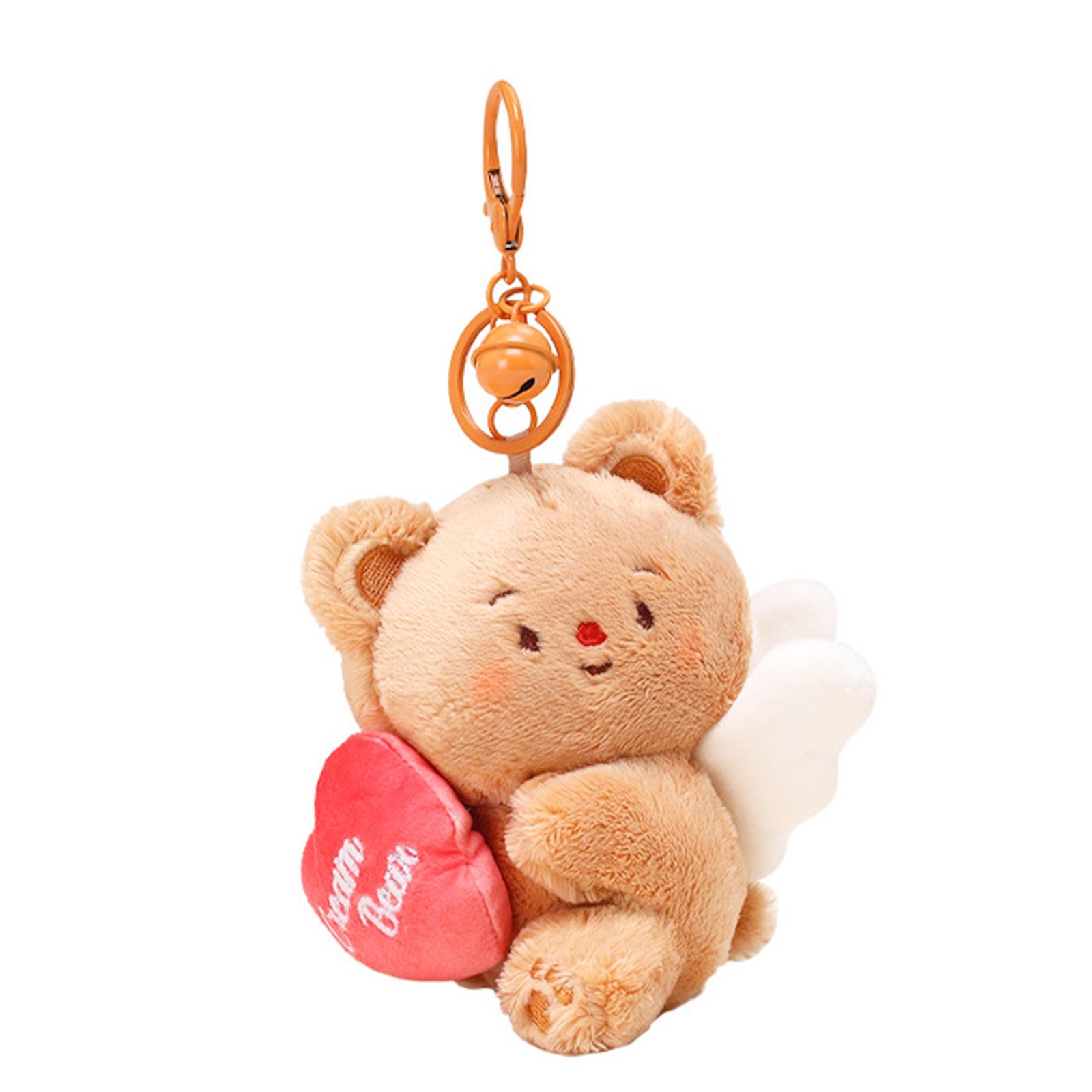 

Cute Keychain with Expandable Heart shaped Pendant Practical Bear Keyring Mobile Phone Accessory Pendant for Backpack коричневый