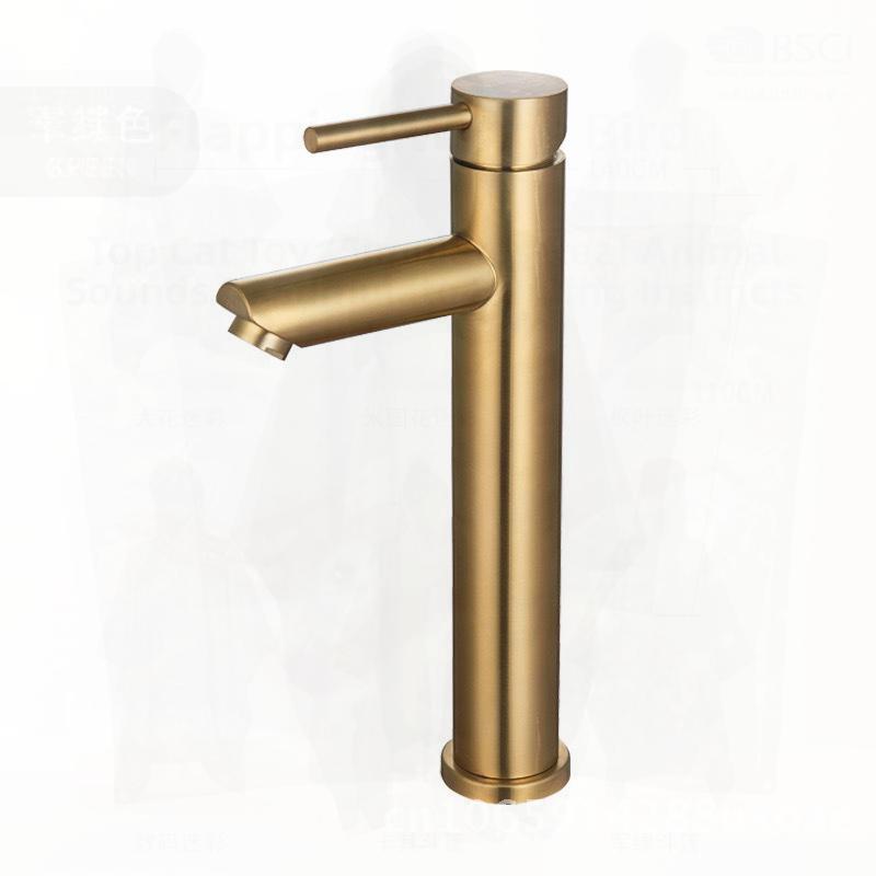 Brushed Gold Stainless Steel Basin Faucet Luxury Bathroom Washbasin Hot And Cold Water Mixed Tap Single-Handle Sink Mixer Tap