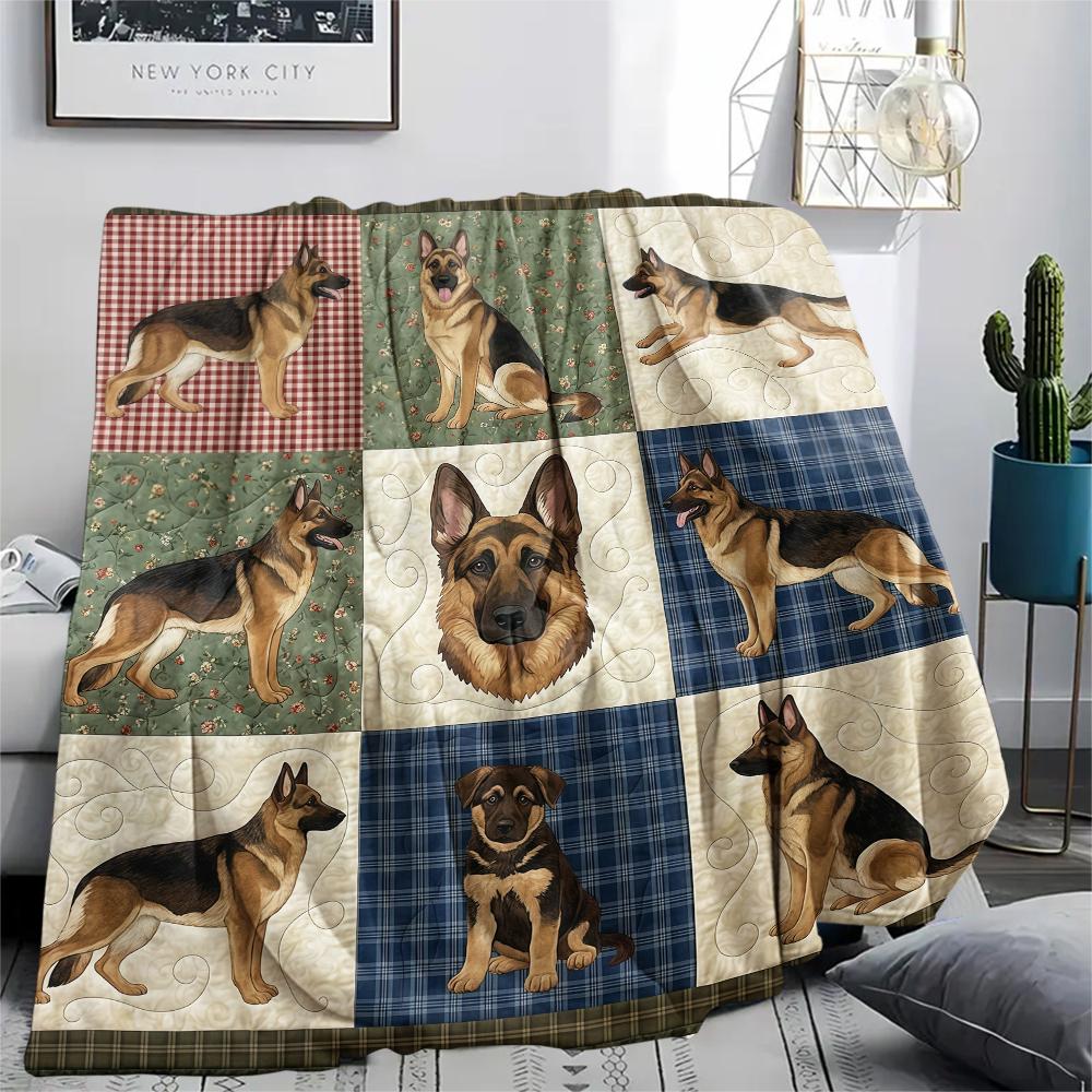 Nine grid dog cat fabric Print Flannel Blanket,High quality Comfortable for All Seasons,Home Decor,Warmth and Comfort,Perfect for Christmas Gifts