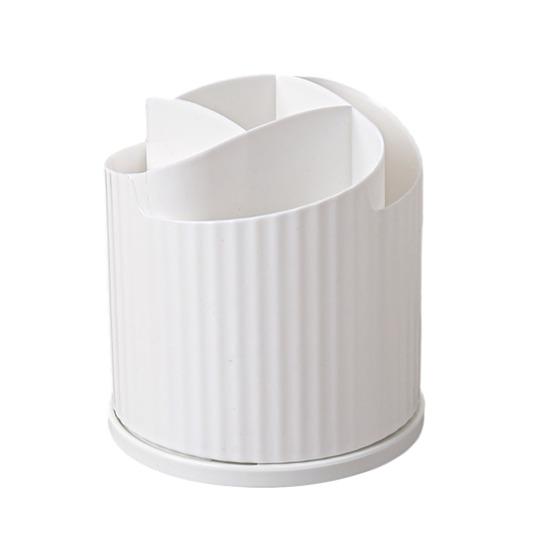 360 Drehbarer Make-up-Pinselhalter 5 Fächer Kosmetik-Organizer Blumendesign Drehender Make-up-Pinselbecher Stifthalter für Schminktisch Eyeliner Augenbrauenstifte