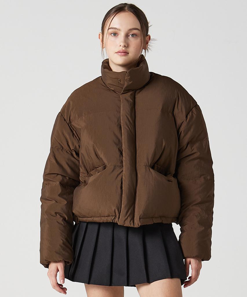 Awesome Studio Women'S Duck Down Short Padded Puffer Brown