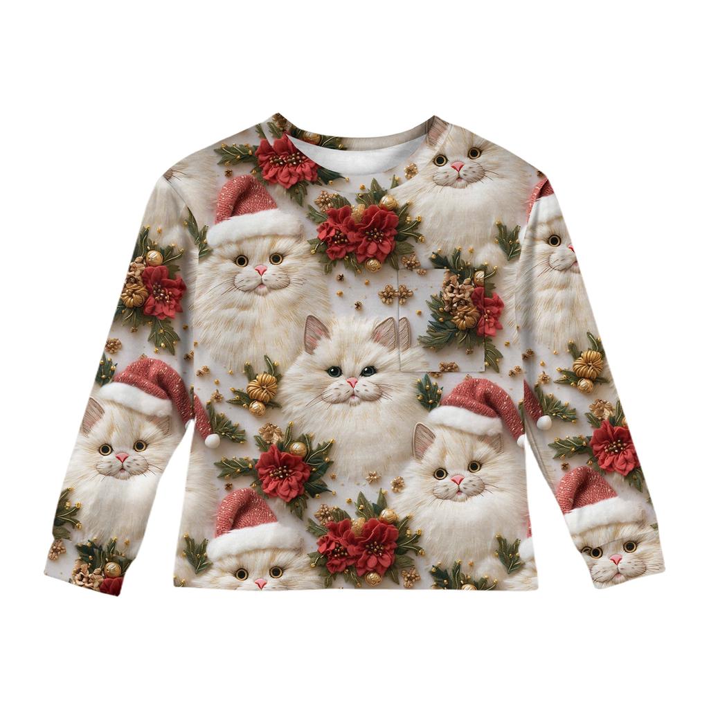 Girls' Long Sleeve Blouse - Round Neck Soft Waist Tunic