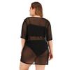 Plus Size European & American Women's Sheer Mesh Beach Cover-Up Bikini Dress F1420