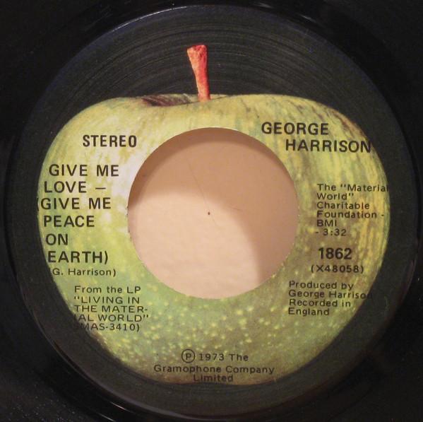 7inch Record GEORGE HARRISON Give Me Love Give Me Peace On Eart 1862 Apple Records 1973 Canada Rock Used