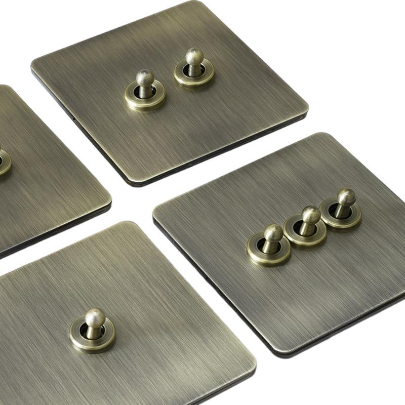Retro Eu Metal Panel Wall Toggle Light Switch Socket 1PC Bronzed Antique Stainless Steel Wall Light Switch