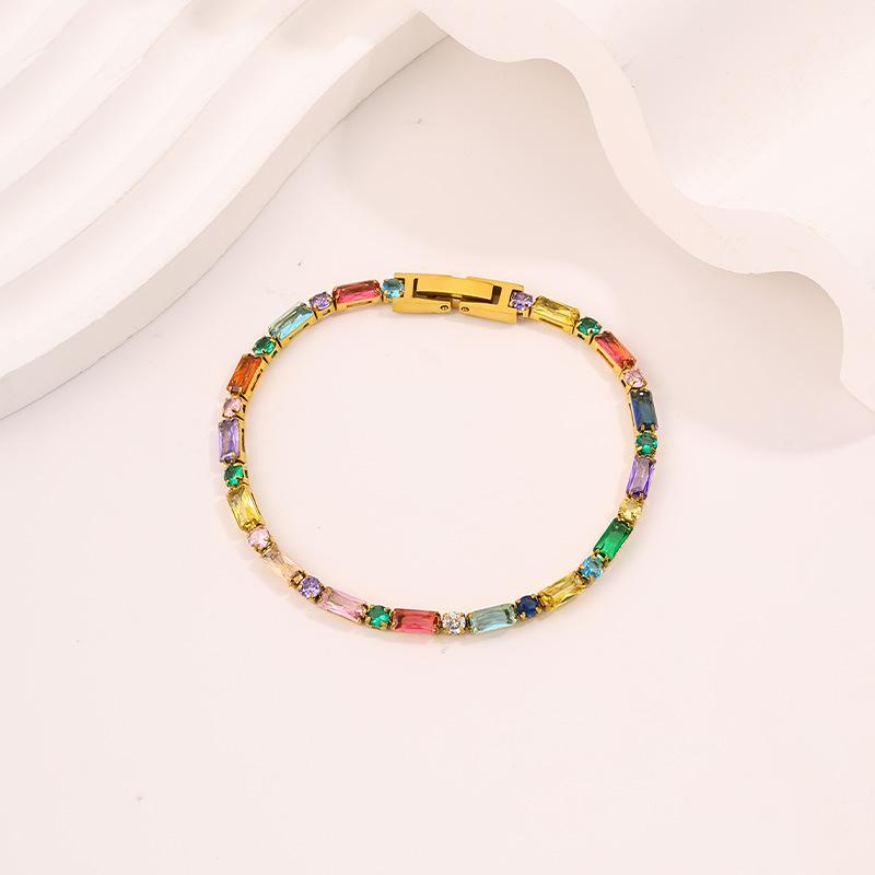 Titanium Steel European and American Light Luxury Style Straight Couple Versatile Temperament Advanced Sense Color Zircon