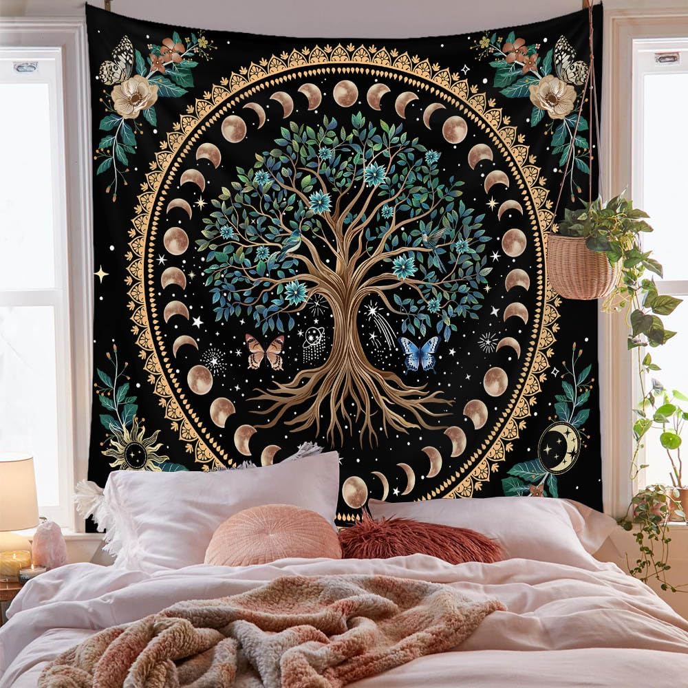 VIKAMA Vintage Floral Tapestry Long Vertical Wall Hanging Illustrated Botanical Tapestry Bedroom Aesthetic Floral Tapestry